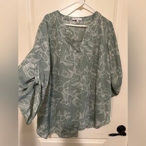 Chaus Green Floral Top